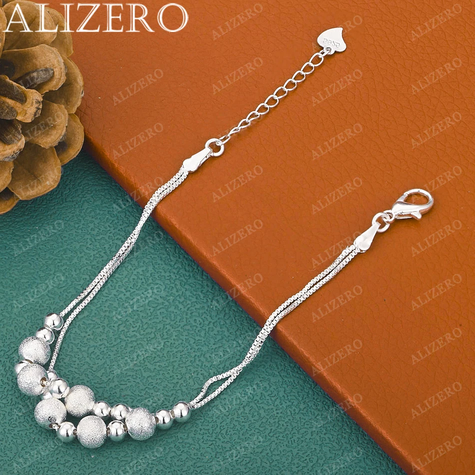 

925 Sterling Silver Matte Beads Bracelets For Women Wedding Gifts Fashion Box Chains Charms Bracelet Jewelry Wholesale