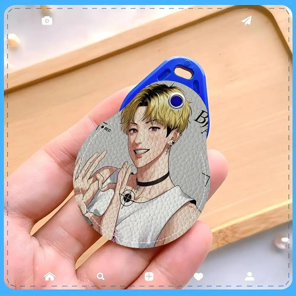 BJ Alex Keyring Leather Access Card Holder Keychain Community Water Drop Proximity Card Protective Case