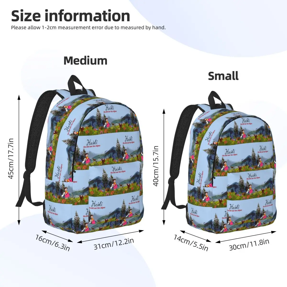 Heidi On The Alps Backpack Daypack Large Capacity Children BookBag School Bag Shoulder Bags for Boys Girls