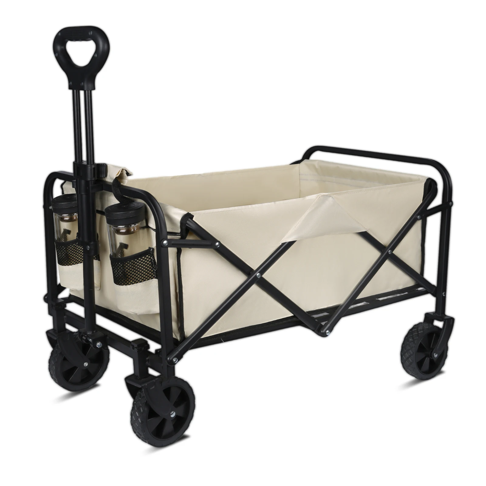 Carrello per carro pieghevole con maniglia regolabile, in tessuto Oxford, pieghevole, per lo shopping, campeggio all'aperto, carrello da spiaggia, carro da giardino pieghevole