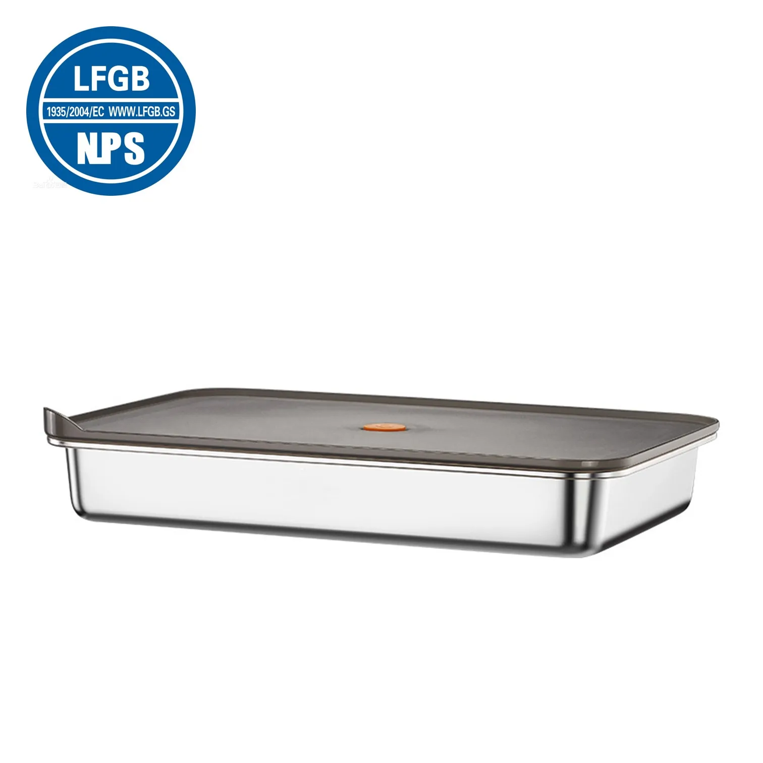 

LFGB Certificated 316L Stainless Steel Rectangle Cripser 99.9% Anti-bacterial Food Box for Cake Fruit Meat Preservation Tray