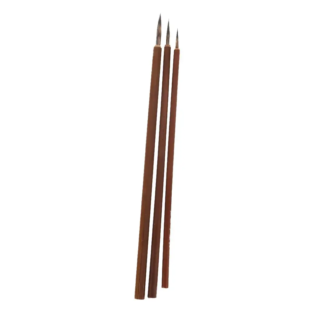

3 Pcs Rat Whisker Brushes Writing Brush Drawing Tool Wooden Shaft L/M/S Size