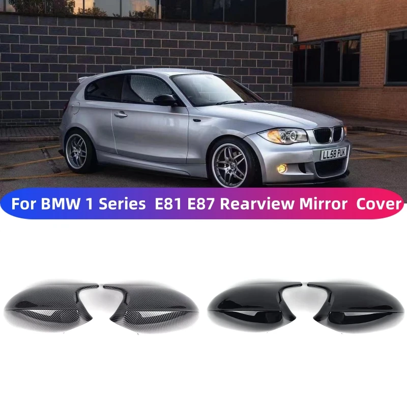 

For BMW 1Series E87 2004-2006, E81 2005-2009 Carbon fiber Gloss Black Wing Rearview Mirror Cover Cap Trim Replacement E82 E88