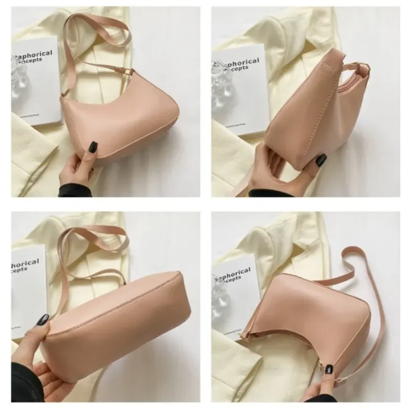 Nouveaux sacs à main de mode pour femmes rétro couleur unie en cuir PU épaule sous les bras sac décontracté femmes sacs à main sac de créateur pour les femmes