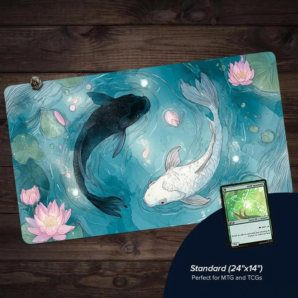 Japanese-style aesthetic koi MTG Playmat Magic Card Mat Stitched Edge Non-Slip Durable Tabletop playmat Board Game Mat for TCG
