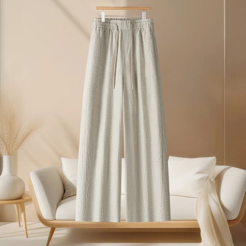 سراويل مريحة للنساء صيفية رفيعة وفضفاضة ومتعددة الاستخدامات ذات أرجل مستقيمة مع سراويل كاجوال ذات تأثير ثنيات #1