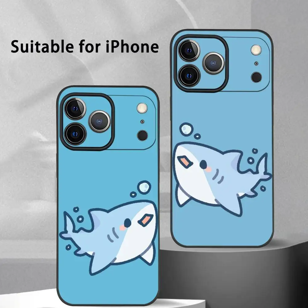 

Cartoon Cute Shark phone case for iPhone 17 16 15 14 13 Pro Max Plus Mini Frosted Soft Case Funda Shockproof Cases