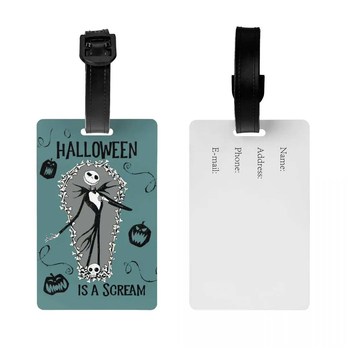 Custom Jack Skellington Luggage Tag Privacy Protection Nightmare Before Christmas Baggage Tags Travel Bag Labels Suitcase