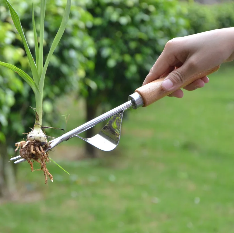 Steel Root Extractor Wooden Hand Weeder Removal Machine Weed Puller Garden Grass Puller Long Handle Tools Weed Removing Tool