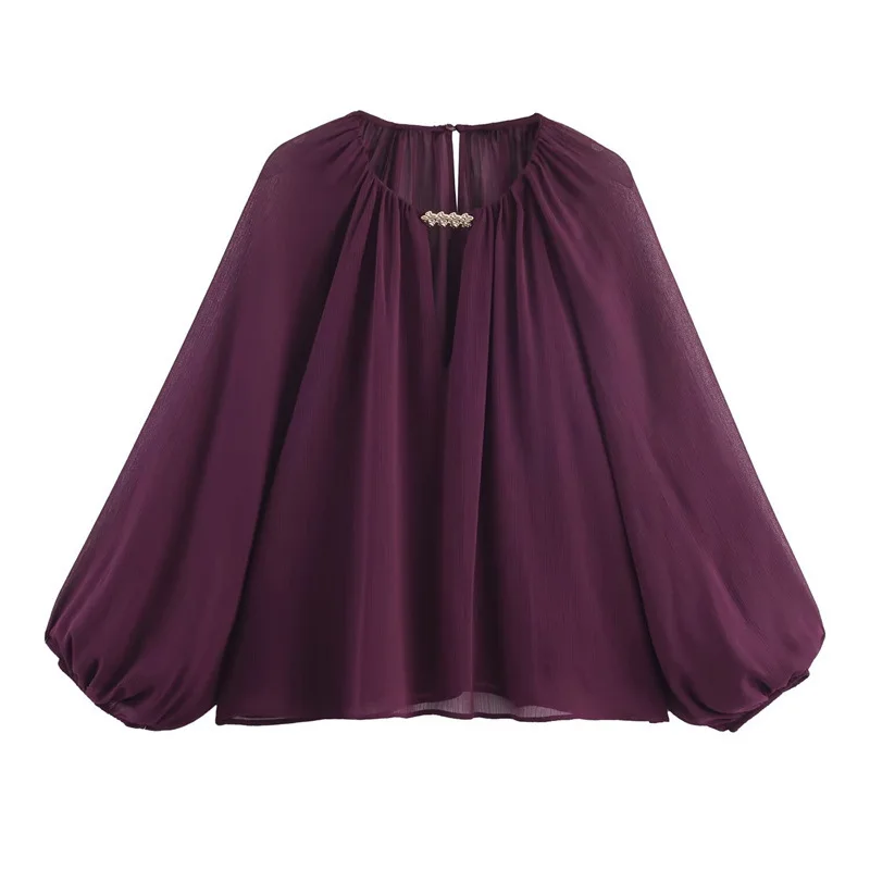 

Women's Fashion Versatile Stylish Elegant Long Sleeve Round Neck Shirt