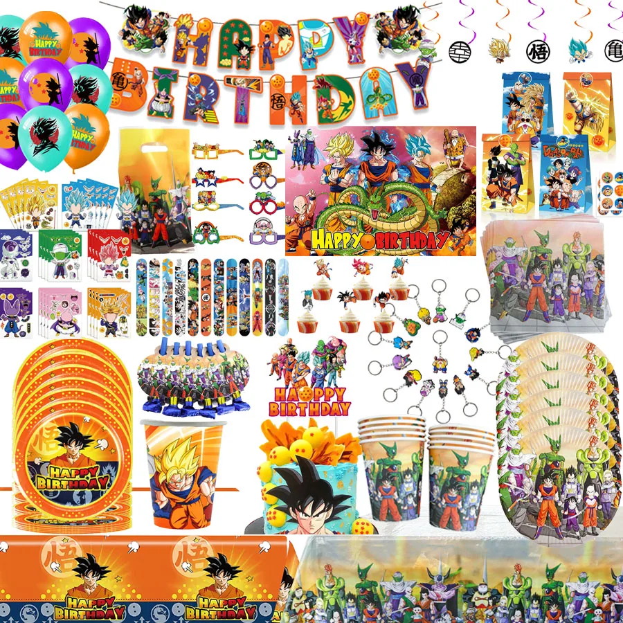 Dragon Ball Birthday Party Supplies Baby Shower Souvenirs Decoration Tableware Paper Plate Tablecloth Banner Balloon Cake Topper