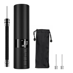 Electric Air Ball Pump, Portable Battery Powered Ball Pump with LCD Display Needles 12 PSI Mini Air Pump for Basketball Football
