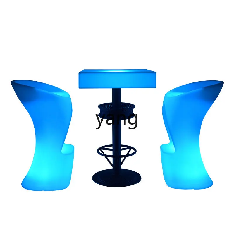LM M Creative Luminous Table and Chair Outdoor Bar Table Simple Round High Stool