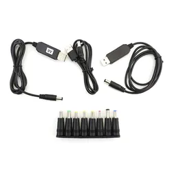 DC Step UP Module USB 5V to 9v 12v 8.4V 12.6V Charging Power Cable Cord To 5521 Multifunctional Plug Male 8tips connector Q1
