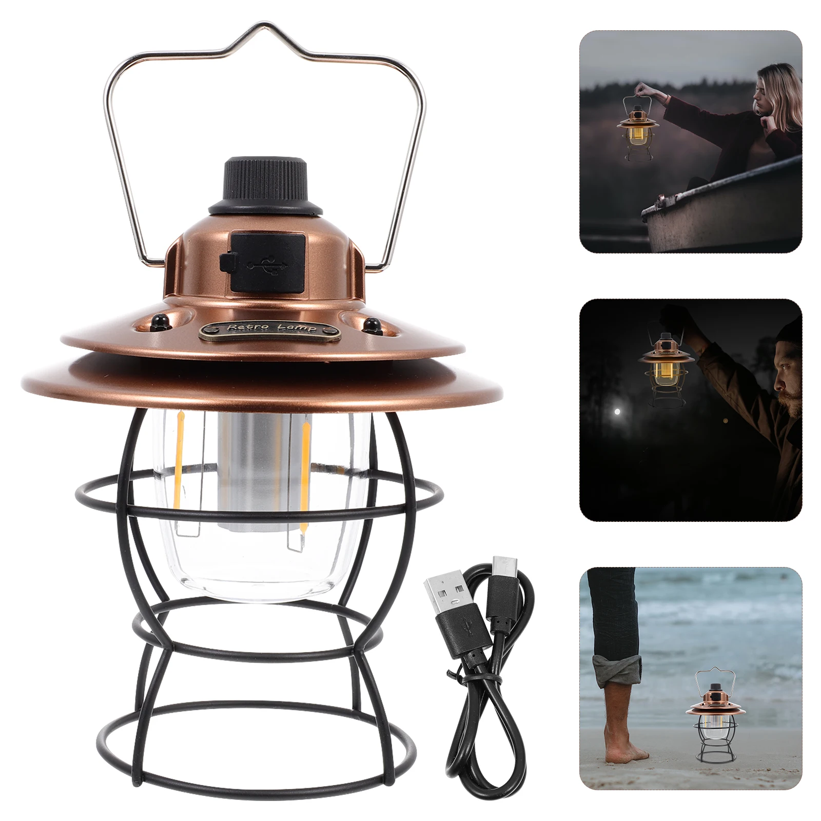 

Retro Camping Lantern Handheld Tent Lamp Outdoor LED Light Alloy Portable High Brightness Long Life Practical Gift