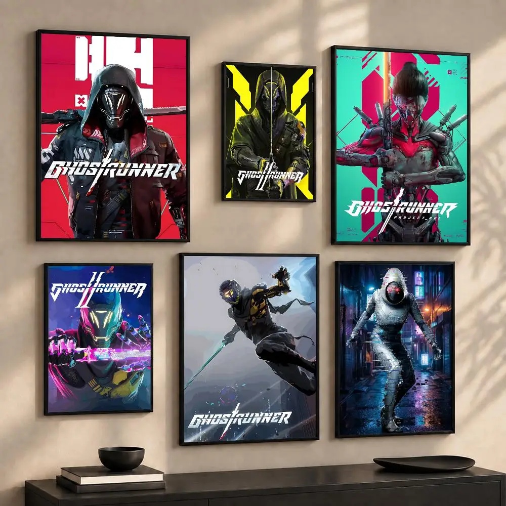 Cyberpunk Action Game G-Ghostrunner Painting Calligraphy Canvas Poster Wall Art Prints for Living Room Bedroom Home Decor Gift