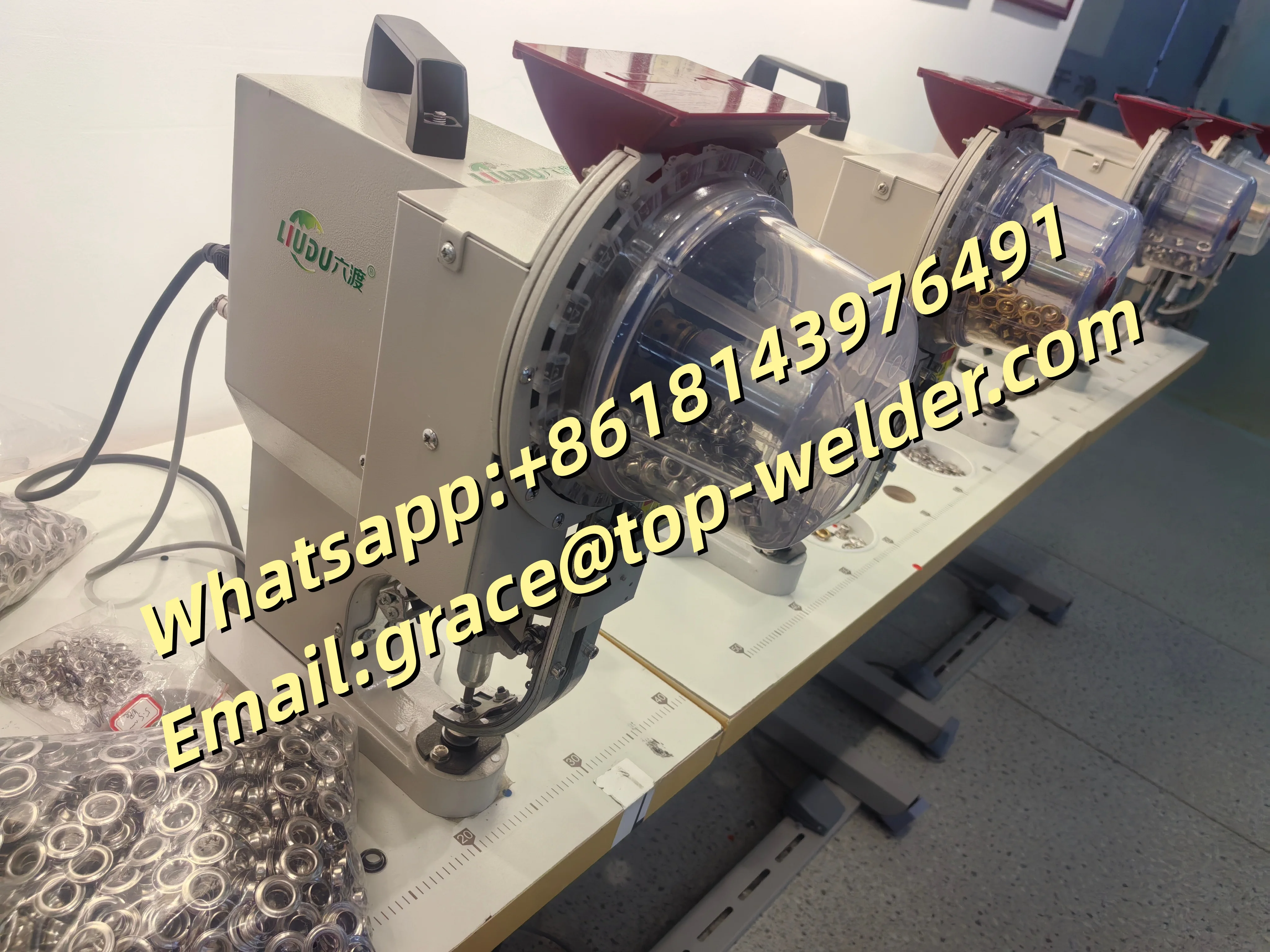 

Fast Speed Automatic Electrical Grommet Eyelet Machine 5.5 to 12mm Eyelets 120pcs/Min