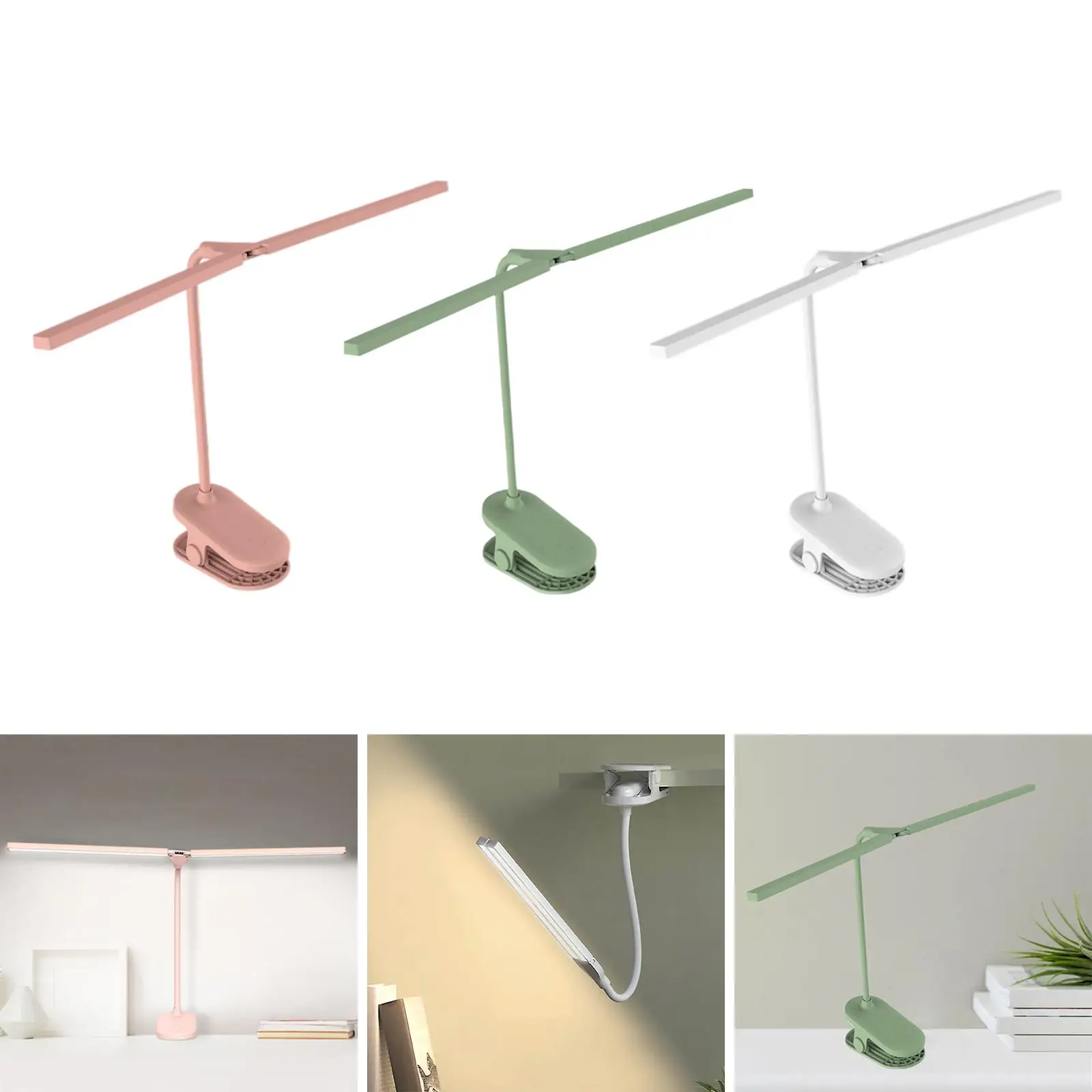 Clip on Reading Light, LED USB Desk Lamp with 3 Color Modes, Eye Protection