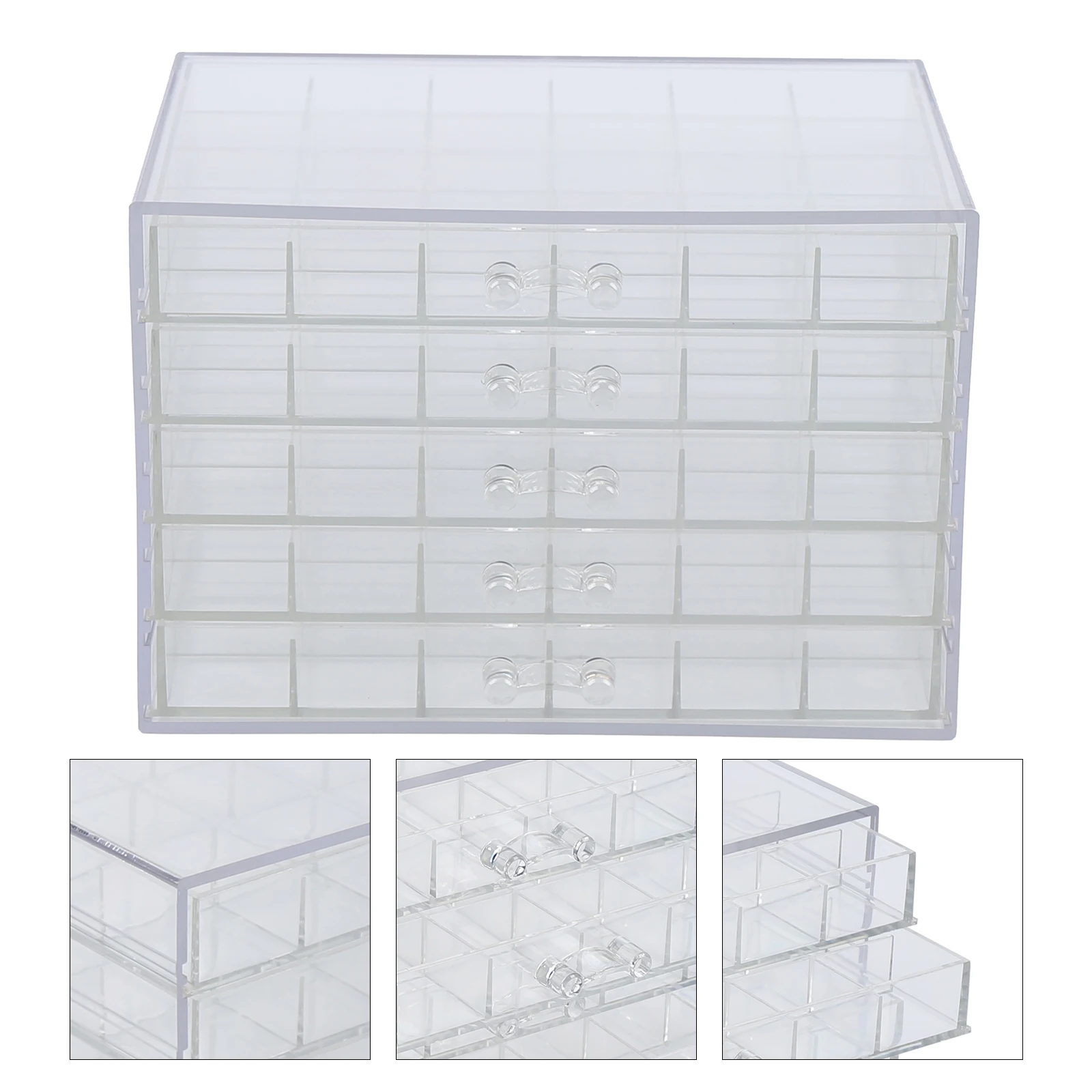 120 Grids Acrylic Nail Art Display Tray Cosmetics Beads Storage Box Clear Box