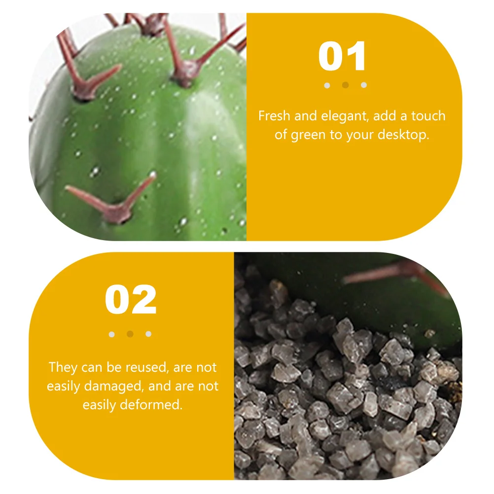 

2Pcs Artificial Cactus Bonsai Potted Plant Mini Fake Succulent Ornament for Desk Shelf Shop Decorative Potting Modern Chic Home