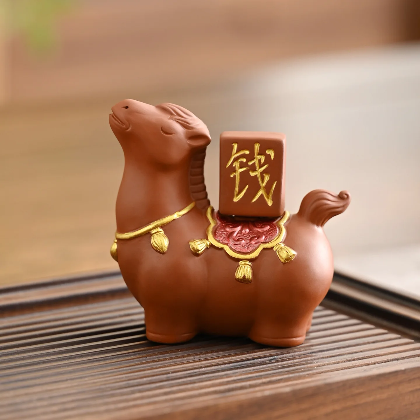 

Zisha Clay Galloping Horse Tea Pet Fortune Statue Handmade Ceramic Sculpture for Desk Good Luck Gift