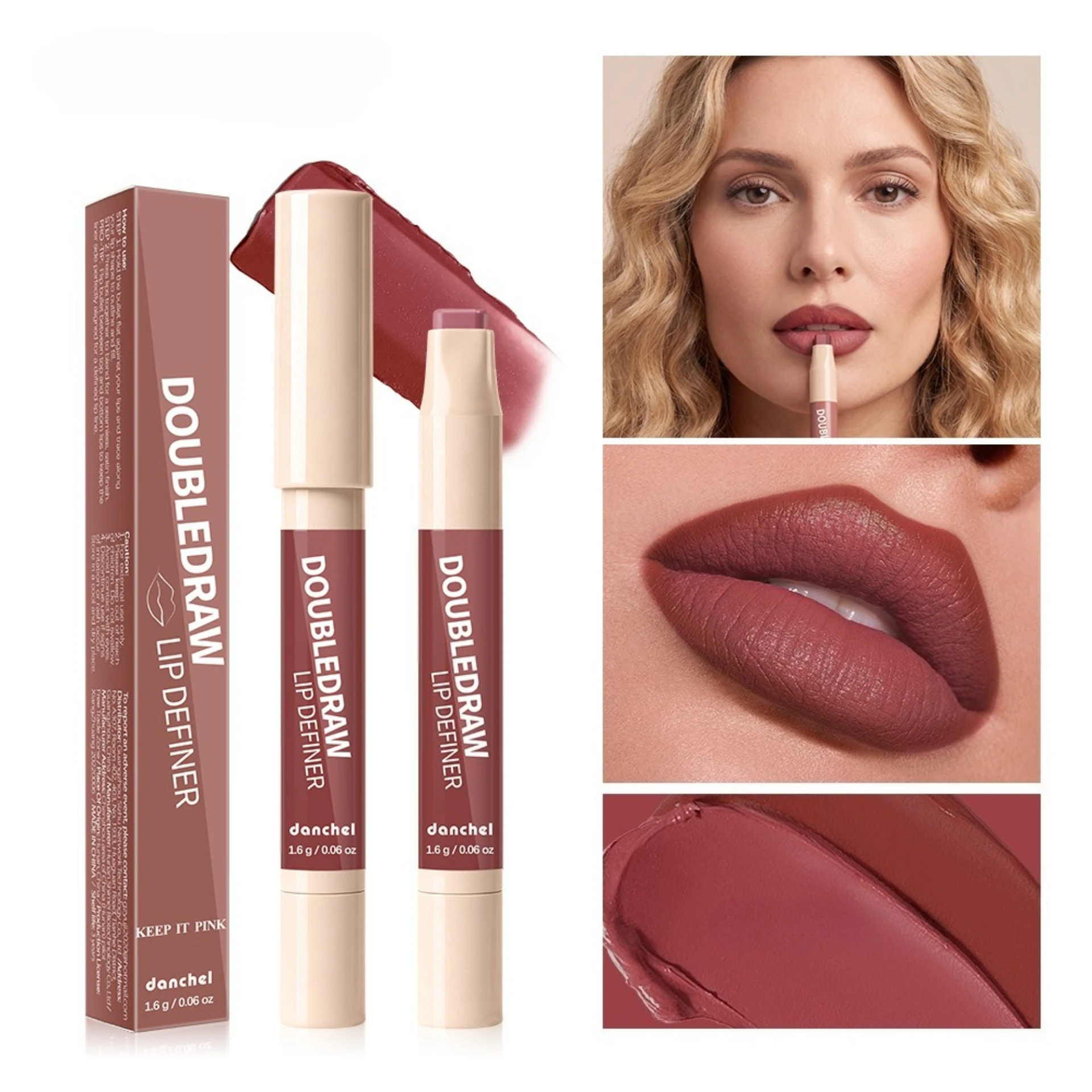 2 in 1 lip liner Outline lip shape Easy to color Enhance complexion Velvet matte long-lasting matte lip pen Makeup