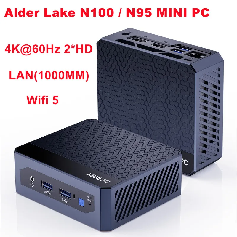 SZBOX ألدر ليك N100 / N95 كمبيوتر صغير 16 جيجابايت DDR4 512 جيجابايت M.2 SSD ويندوز 11 برو واي فاي 5 BT4.2 1000 متر LAN 4K 60 هرتز مكتب كمبيوتر صغير