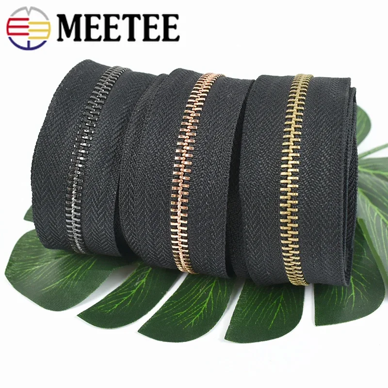 2/5/10Yards 5# Metal Zippers Tapes By The Meter Bag Jacket Clothes Decorative Zipper Repair Kit DIY Tailor Sewing Accessories