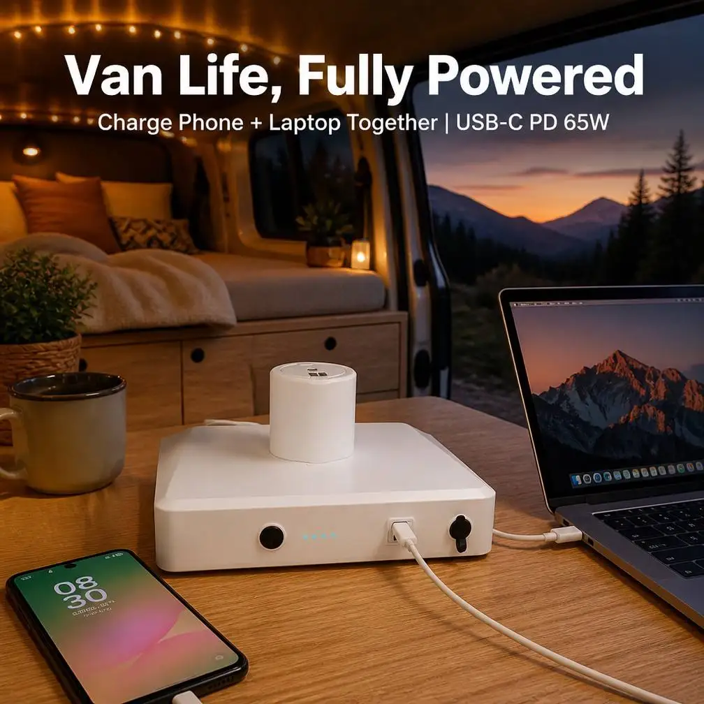 Starlink Mini Li-Polymer Battery Pack for RV Camping Off-Grid Travel 245.7Wh 76800mAh USB-C In/Out LCD Display Power Bank