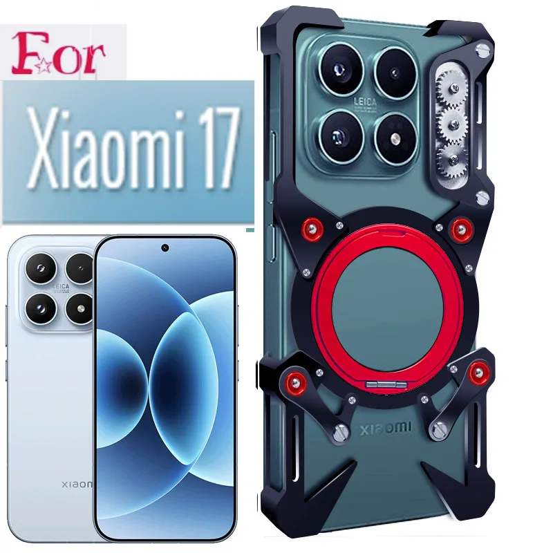 

For Xiaomi 17 Aluminum Frameless Protective Rugged Cove Rotating Bracket Shell Rimless Shockproof Metal Bumper Case