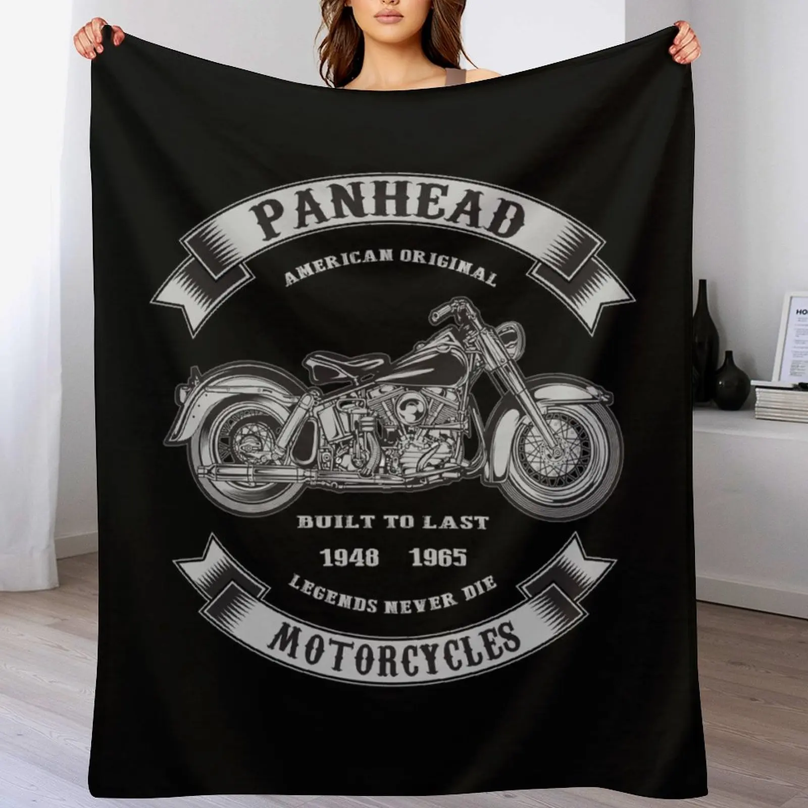 Panhead Harley Motorcycle Throw Blanket Retros Flannels heavy to sleep Blankets