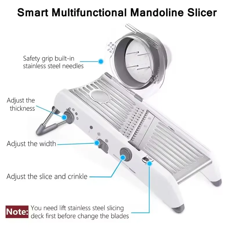 Adjustable 18-Blade Stainless Steel Mandoline Slicer for Precise Vegetable Cutting and Julienning