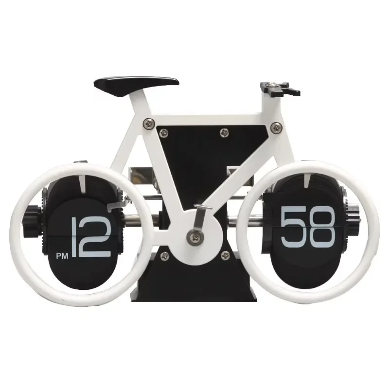 Vintage Antique Digital Flip Clock Rustic Bike & Motorcycle Wheel Shaped Number Decorations Desk & Table Clocks