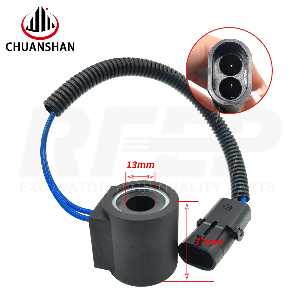 

Excavator Parts Suitable For 50, 60, 70, 80, 90, 60N9, And 70N9 Travel Speed Solenoid Valve Coils.13mmx37mm