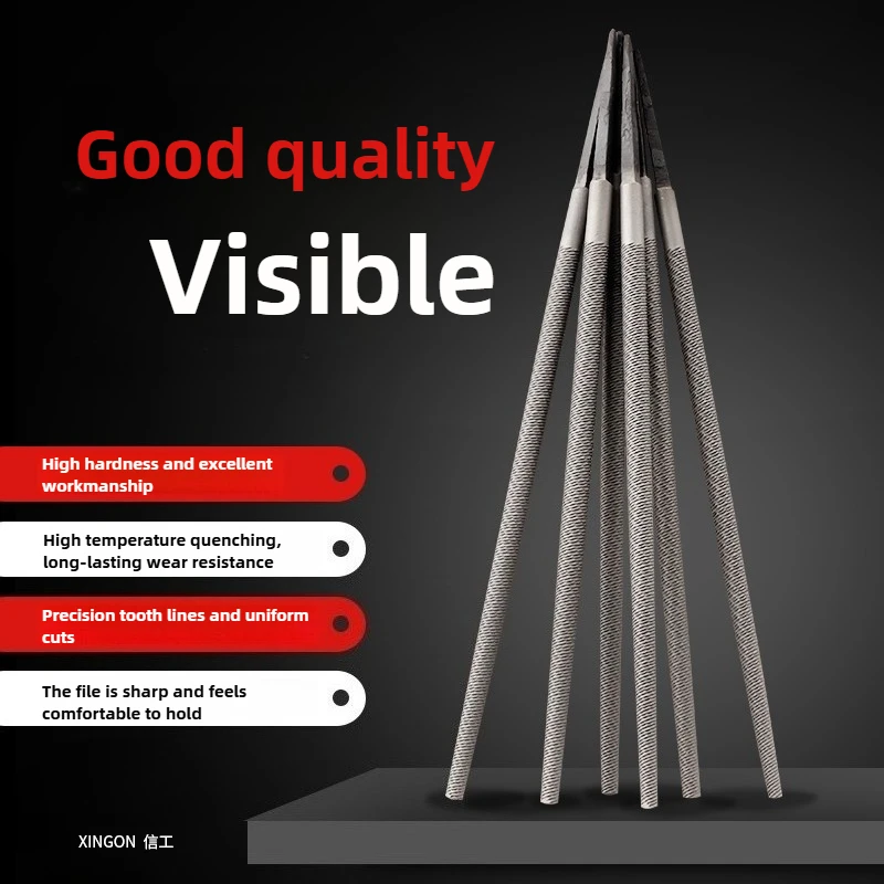 Round File, Round Steel File, Cylindrical Reaming File, Iron Sharpening Tool, Woodworking Rasp, Metal Grinding Tools