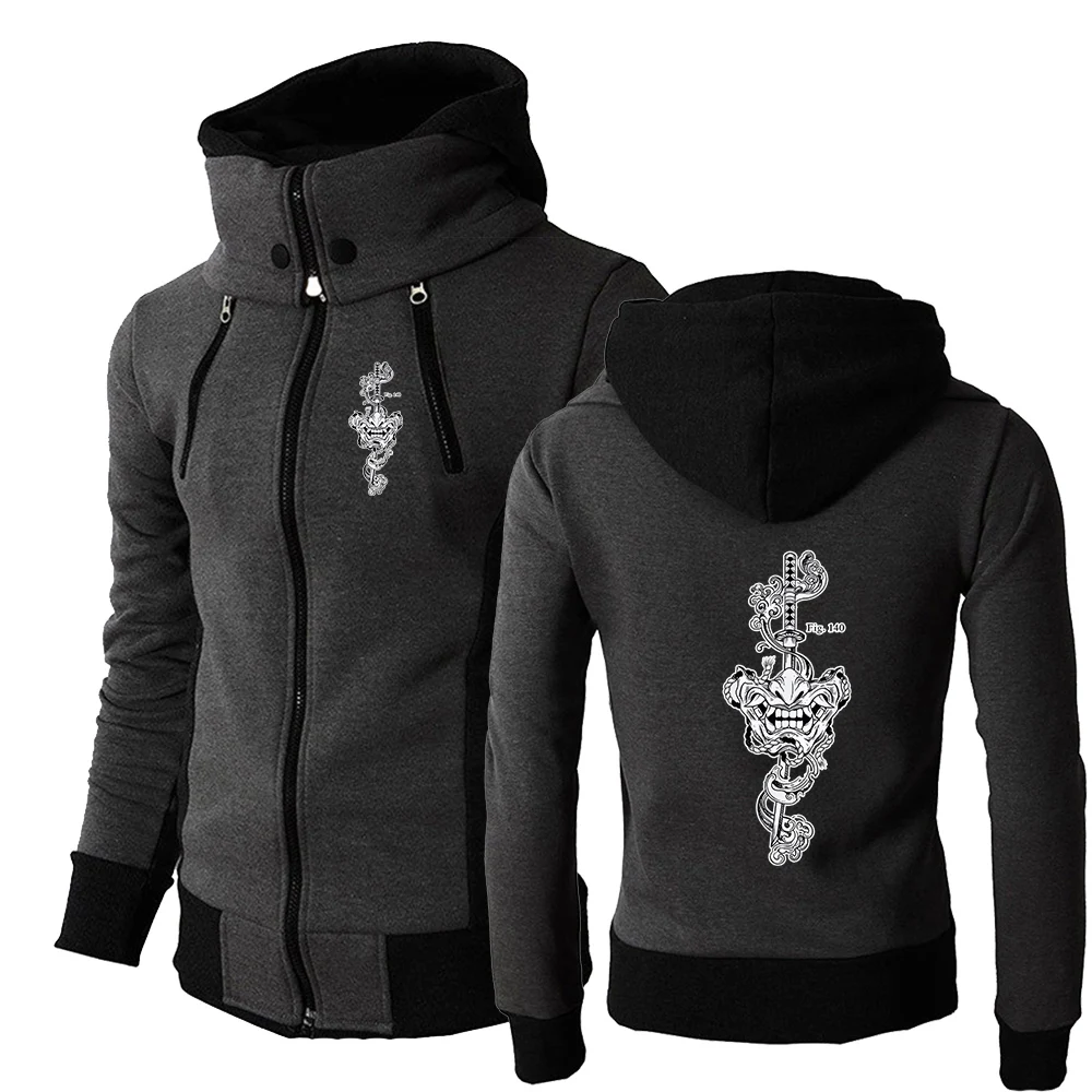 Men's Future Samurai Y2K Logo Print 2026 Spring And Autumn Classic and Generous Versatile Leisure Hooded Zipper Hoodies Coat