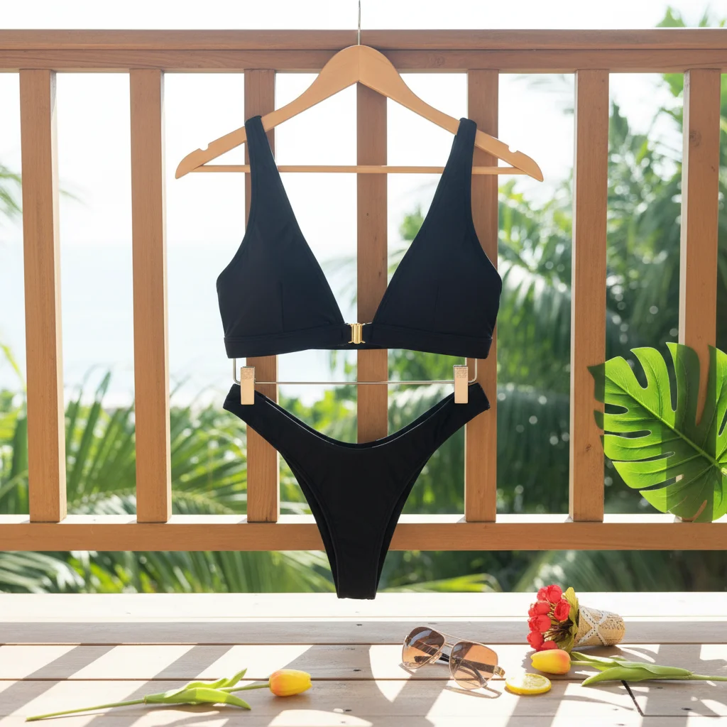 

Brazilian V Thong Beach Wear Low Waist Women Bikini Set Swimwear Swimsuit Set Bathing Suit