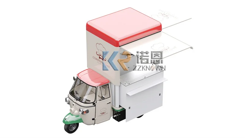 Mobile Kitchen Food Truck Custom Logo Mini Hot Dog Cart Popcorn Ice Cream Vending Van Electric Tricycle Piaggio Ape Tuk Tuk