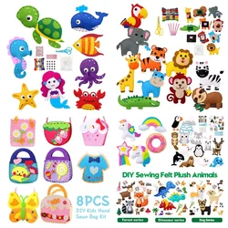 Animals Sewing Kit Woodland/Polar Animals Craft Kit Ocean Animals Mermaid DIY Felt Craft Kit Sewing Felt Toy for Kids Aged 3-12