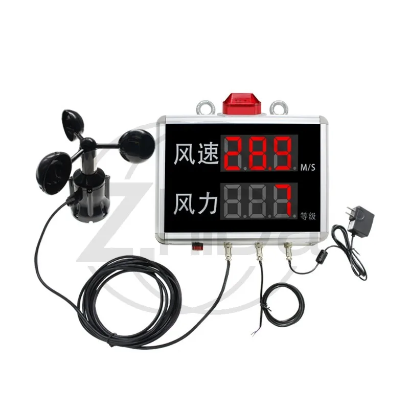 Wireless Wind Speed Display Alarm LED Billboard, RS485 3-Cup Anemometer For Construction Site Monitoring