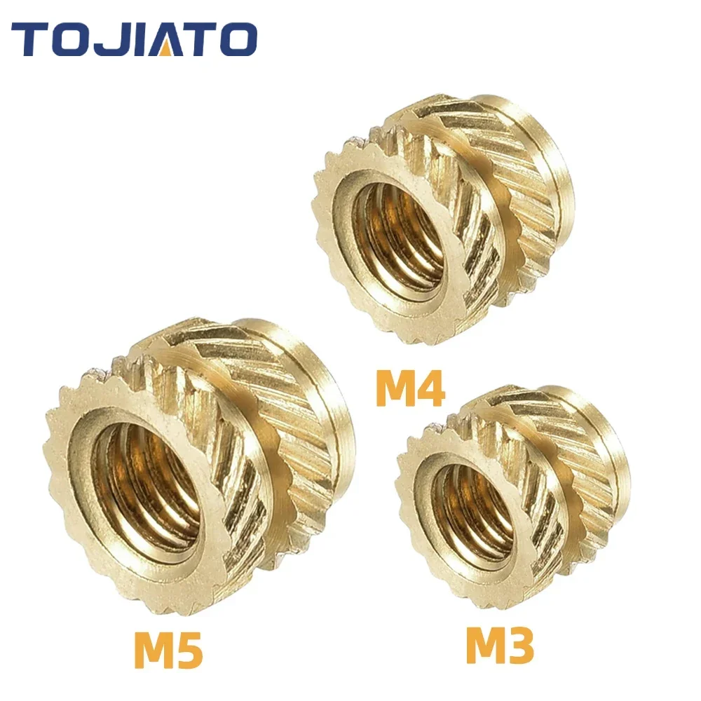 30/60pcs Knurled Insert Nuts,M3 M4 M5 3D Printing Model Brass Nuts Female Threaded Inserts Brass Heat Set Insert Embedment Nut