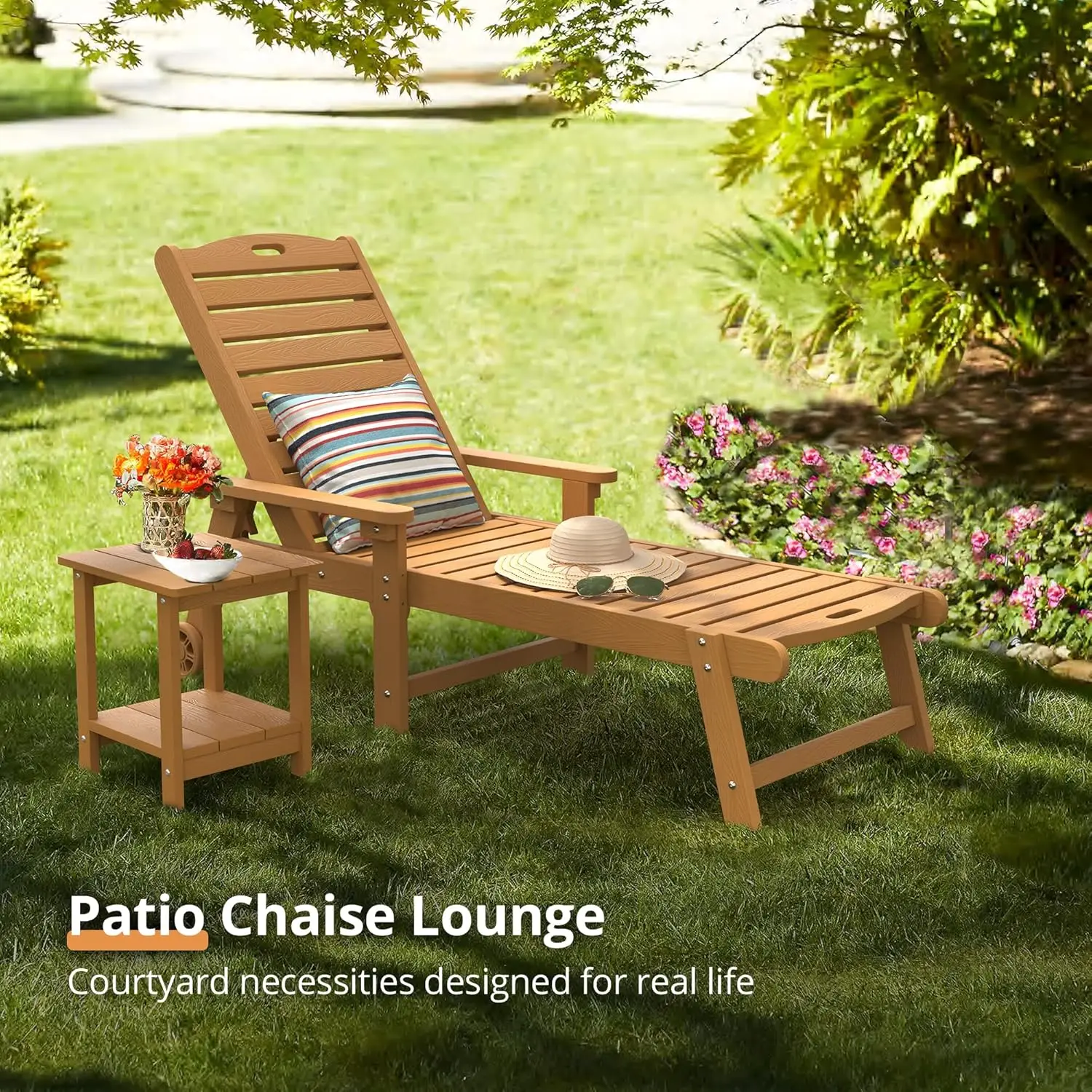 مجموعة كراسي استرخاء خارجية مكونة من قطعتين، كراسي استرخاء HDPS، 5 أوضاع كراسي استرخاء قابلة للتعديل، كرسي صالة حمام السباحة بعجلات