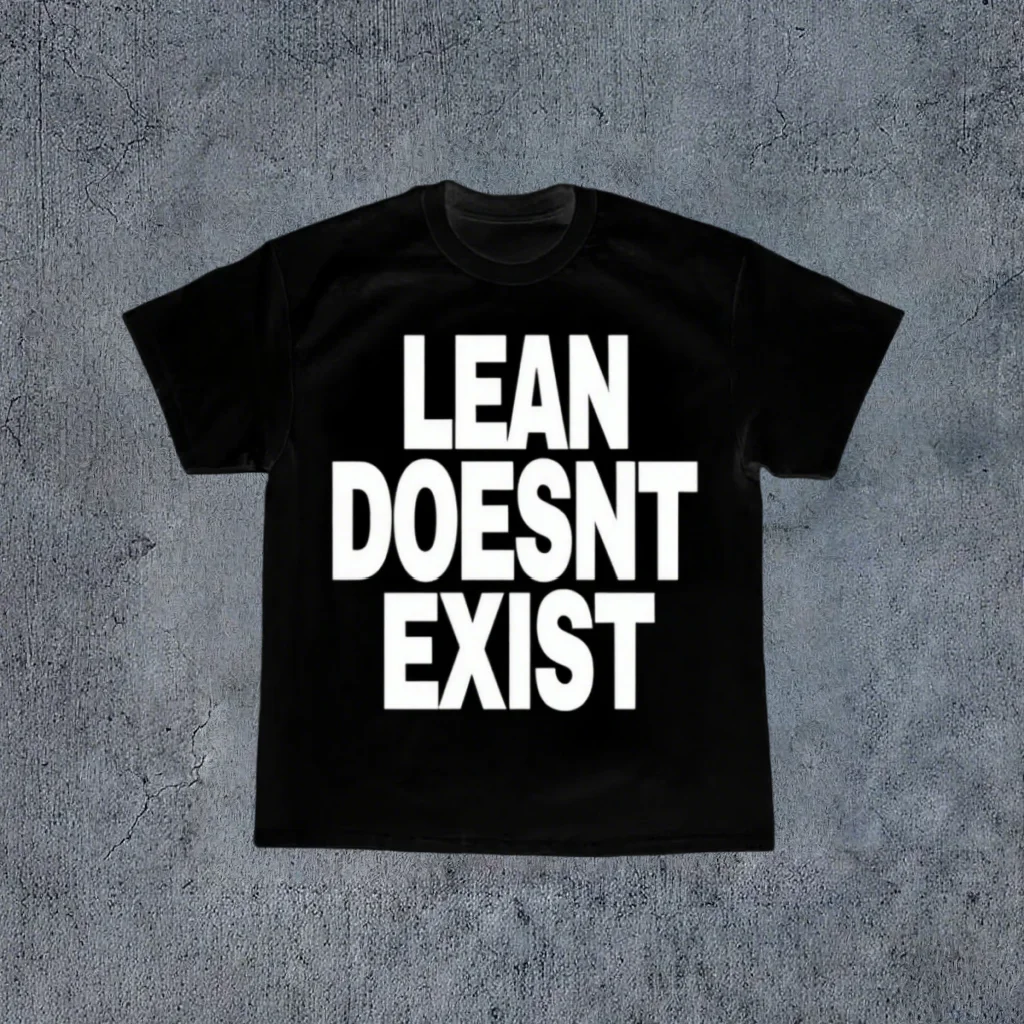Lean Doesnt Exist Print T Shirt Unisex Vintage Crew Neck Short Sleeve Tee Retro Hip Hop Meme Aesthetic Streetwear Casual Tops