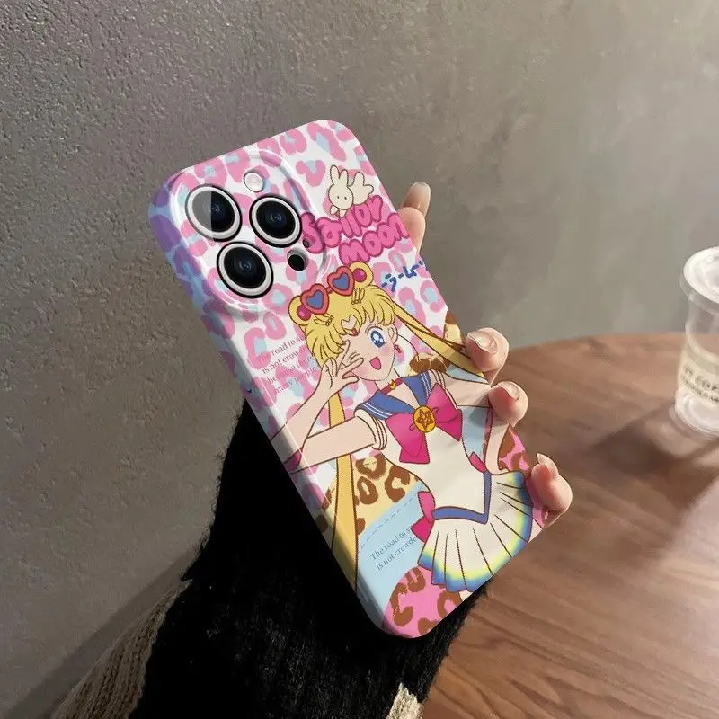 New Kawaii Sailor Moon Phone Case Anime Cartoon 16Promax Phone Case Cute Beauty Iphone15 Printed Protective Case Birthday Gifts