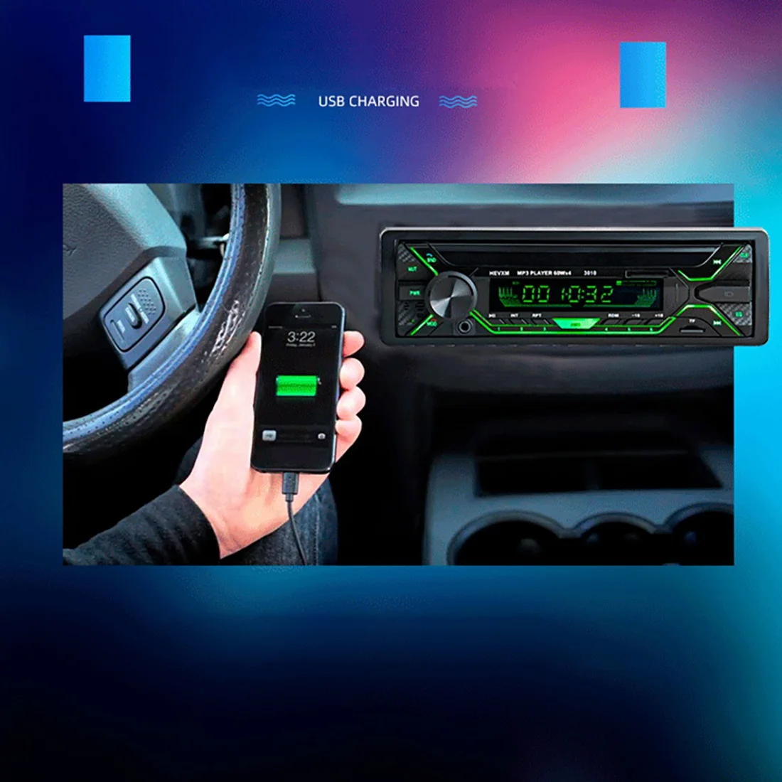 1din Autoradio Iso Autoradio Aux Ingang Ontvanger Bluetooth Stereo Mp3 Multimedia Speler Ondersteuning Fm/Mp3/Wma/Usb/Sd