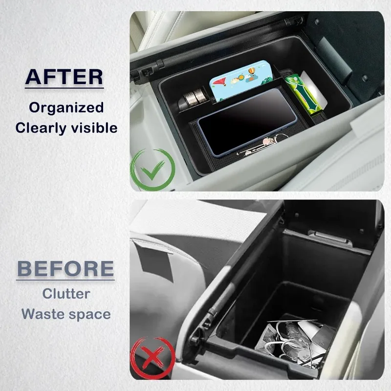 Center Console Organizer Tray Compatible with 2024 2025 Hyundai Santa Fe Interior Storage Box Insert Secondary Accessories (Armr