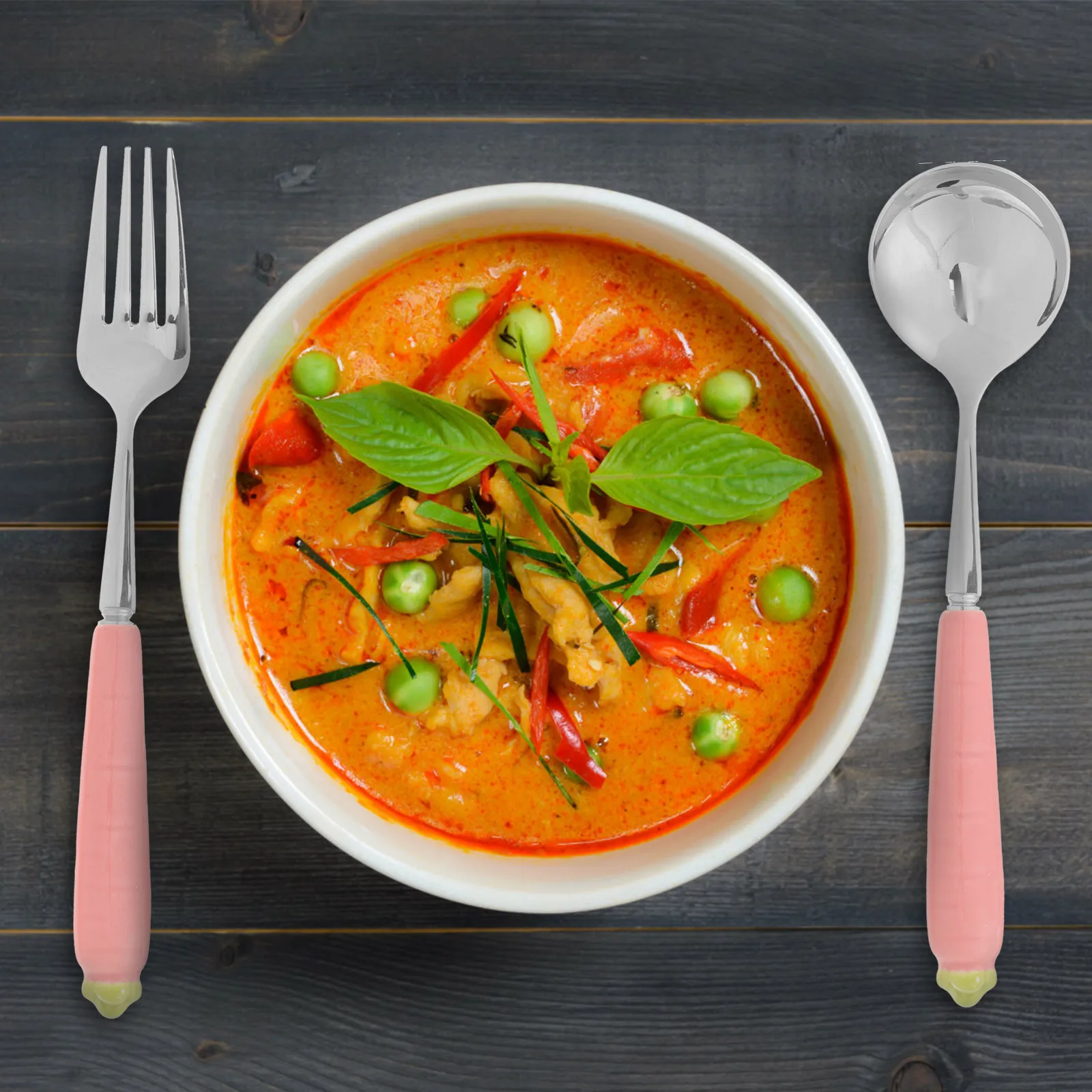 

2Pcs Easter Themed Children's Cartoon Carrot Spoon Fork Flatware Set Household Tableware for Soup Rice Dessert Kids Eating