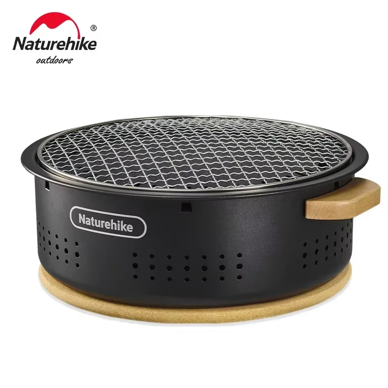 Naturehike-plata de barbacoa al aire libre, equipo de acampada fresco, parrilla redonda de mesa para barbacoa, estufa de carbono portátil, estufa de parrilla de carbón