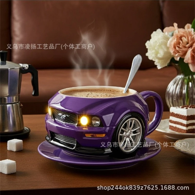 Mustang Shape Stainless Steel Mug With Resin Coating Exterior Heat Resistant Coffee Cup For Home Kitchen Office Tea Time