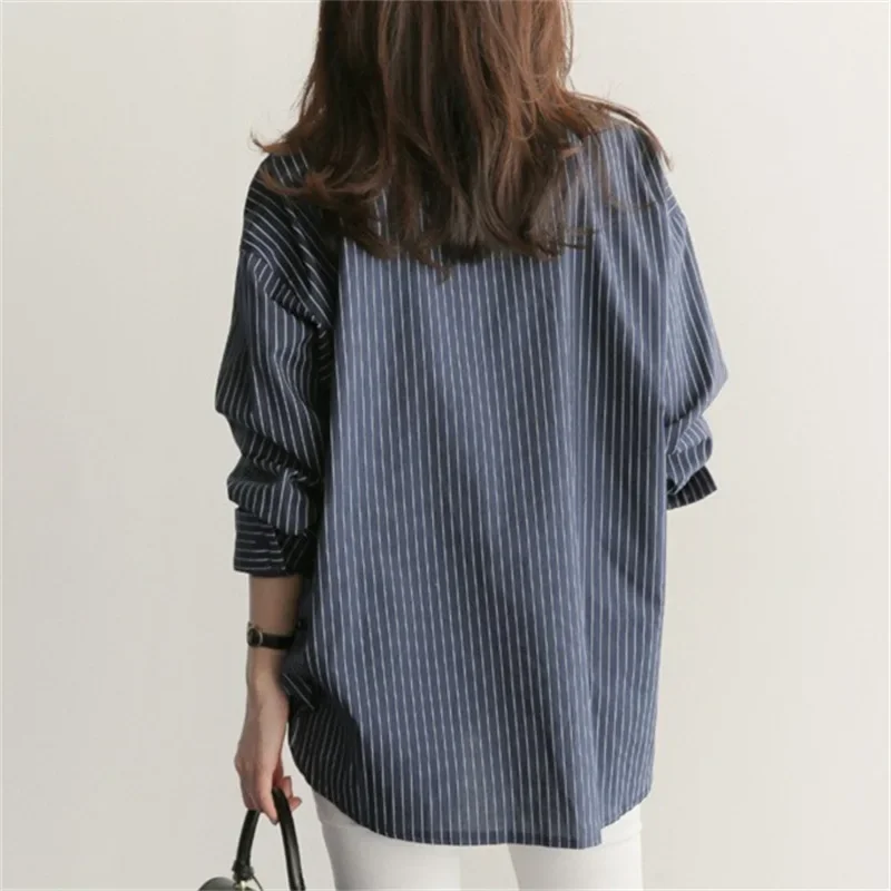 Women Shirt Stripes Blouse Lady Loose Long Sleeve Oversized Shirt Casual 2024 Spring Autumn Female Street Shirts